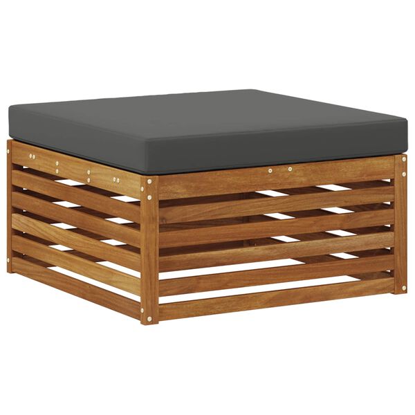 vidaXL Sofas&aelig;t med pude 7 pcs Naturlig og Antracit Massivt Akacietr&aelig;