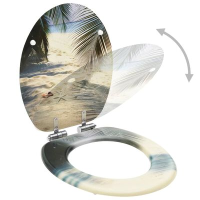 vidaXL toiletsæde med soft close-låg MDF stranddesign