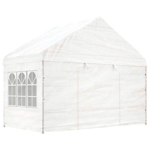 vidaXL pavillon med tag 17,84x4,08x3,22 m polyethylen hvid