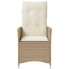 vidaXL havestole 2 stk. med l&aelig;nefunktion og hynder polyrattan beige