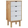 vidaXL kommode OTTA 45x39x90 cm massivt fyrretr&aelig; brun og hvid