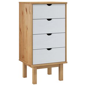 vidaXL kommode OTTA 45x39x90 cm massivt fyrretr&aelig; brun og hvid