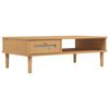vidaXL sofabord SENJA 100x55x33 cm rattan-look massivt tr&aelig; brun