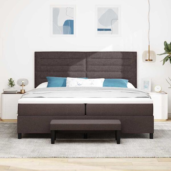 vidaXL Box spring seng med madras M&oslash;rk Brun 200 x 200 cm Stof