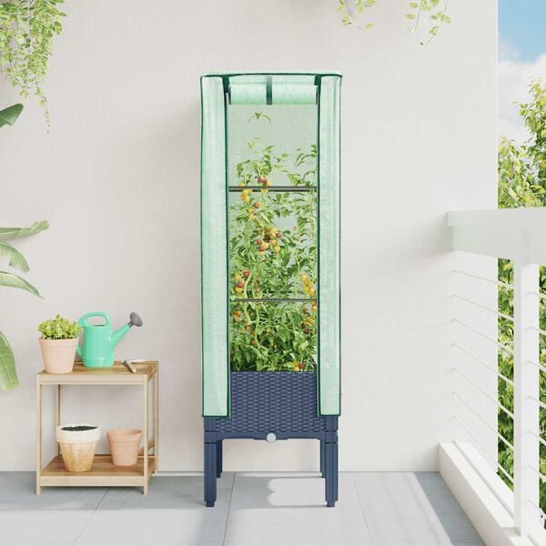 vidaXL h&oslash;jbed med drivhusovertr&aelig;k 40x40x140 cm rattan-look