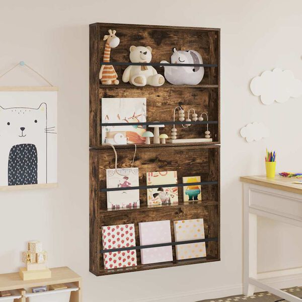 vidaXL Magasin Rack 2 pcs R&oslash;get eg 80 x 12 x 70 cm Konstrueret tr&aelig;