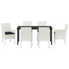 vidaXL Have Spisebordssæt med pude 7 pcs Hvid Poly rattan