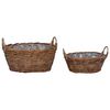 vidaXL Plantekurv med opbevaring 2 pcs Brun Lacak Rattan