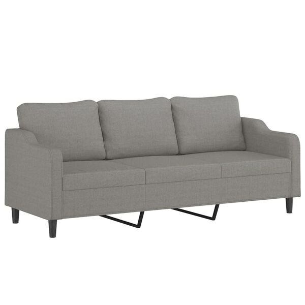 vidaXL 3-personers sofa med puder og hynder 210 cm stof m&oslash;rkegr&aring;