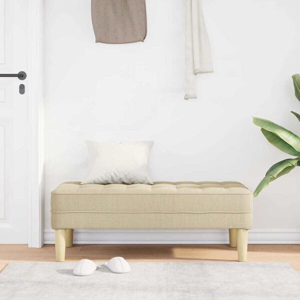 vidaXL b&aelig;nk med pude Creme 113 x 57 x 39 cm Stof