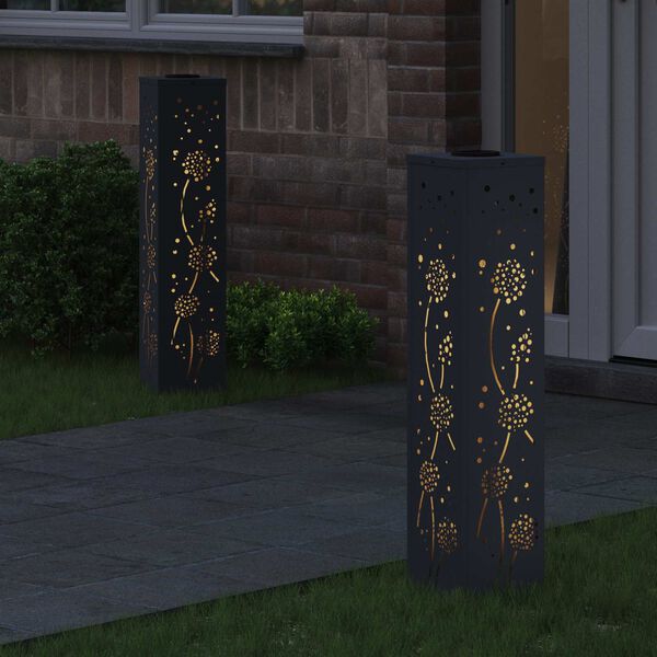 vidaXL Solar LED sti lys 2 pcs Antracit Koldvalset St&aring;l