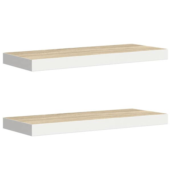 vidaXL v&aelig;ghylder 2 stk. 60x23,5x3,8 cm MDF egetr&aelig;sfarve og hvid