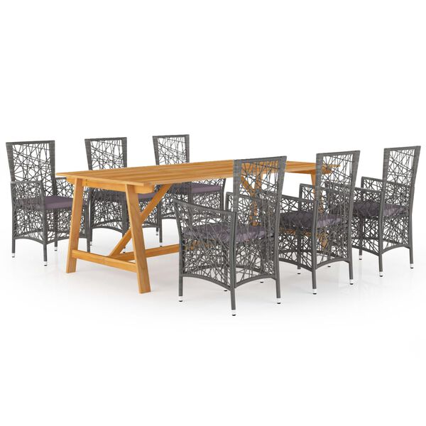 vidaXL spisebordss&aelig;t til haven 7 dele gr&aring;