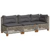 vidaXL 3-personers havesofa med hynder polyrattan gr&aring;