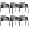 vidaXL havestole med hynder 6 stk. 54x60,5x83,5 cm polyrattan sort