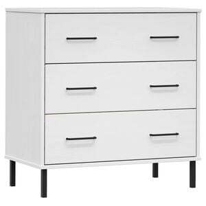 vidaXL sk&aelig;nk med 3 skuffer OSLO 77x40x79,5 cm massivt tr&aelig; hvid