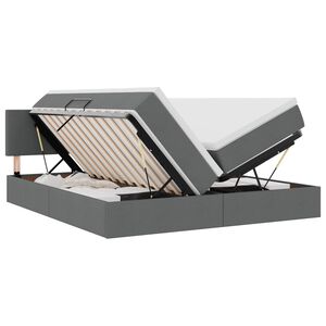 vidaXL Seng med LED -strimmellys M&oslash;rkegr&aring; 180 x 200 cm Stof