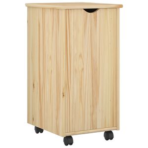 vidaXL Rullende skab med hjul Brun 34 x 39 x 65,5 cm Massivt fyrretr&aelig;