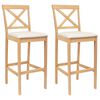 vidaXL Barb&aelig;nk 2 pcs Naturlig og Beige Solid Gummitr&aelig; og Stof