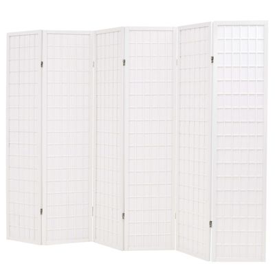 vidaXL foldbar 6-panels rumdeler japansk stil 240 x 170 cm hvid