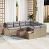 vidaXL Havesofa Sæt med pude 9 pcs Beige Poly rattan