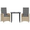 vidaXL spisebordss&aelig;t til haven 3 dele med hynder polyrattan beige