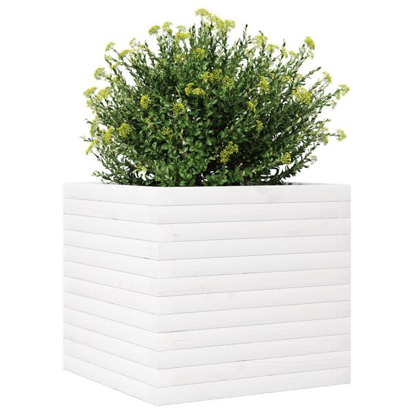 vidaXL plantekasse 50x50x46 cm massivt fyrretr&aelig; hvid