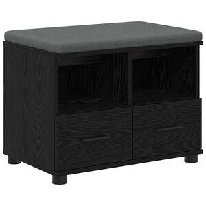 vidaXL Hallb&aelig;nk Sort Eg 60 x 38 x 46 cm Kunstigt tr&aelig; og stof