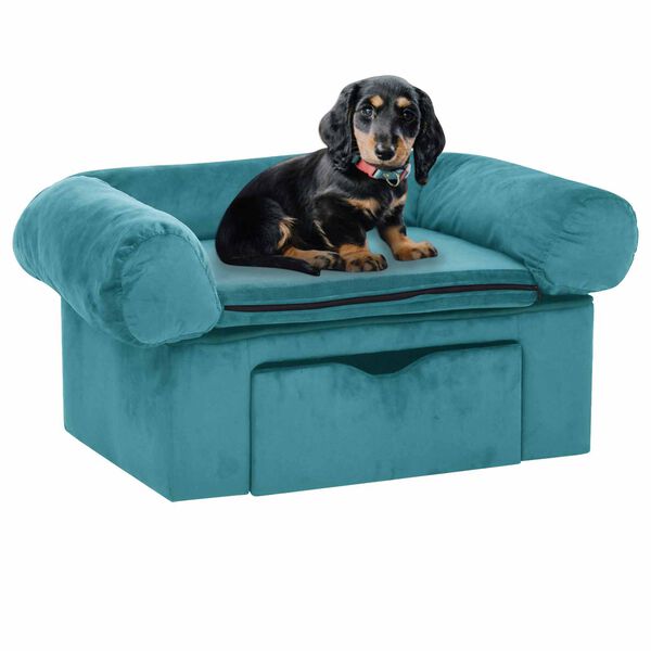 vidaXL Hundesofa med opbevaring Turkis 75 x 50 x 38cm Plys