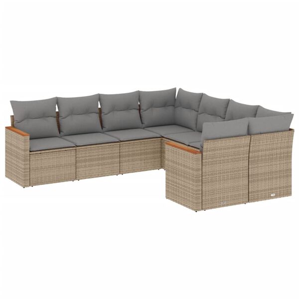 vidaXL havesofas&aelig;t 8 dele med hynder polyrattan beige