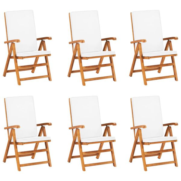 vidaXL spisebordss&aelig;t til haven 7 dele med hynder massivt teaktr&aelig;