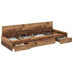 vidaXL Sengestel med skuffe Gammelt tr&aelig; 100 x 200 cm Konstrueret tr&aelig;