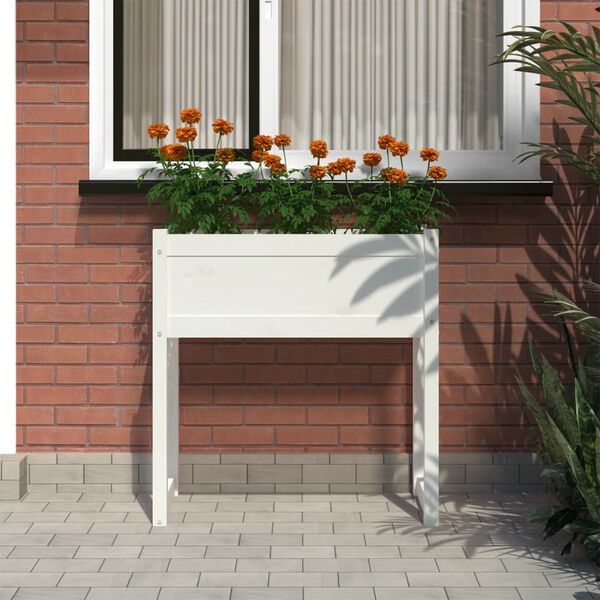 vidaXL plantekasse 78x40x81 cm massivt fyrretr&aelig; hvid