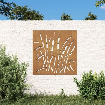 vidaXL udendørs vægdekoration 55x55 cm græsdesign cortenstål