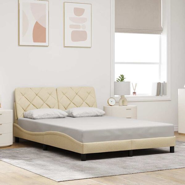 vidaXL Sengeramme uden madras Creme 120x200 cm Stof