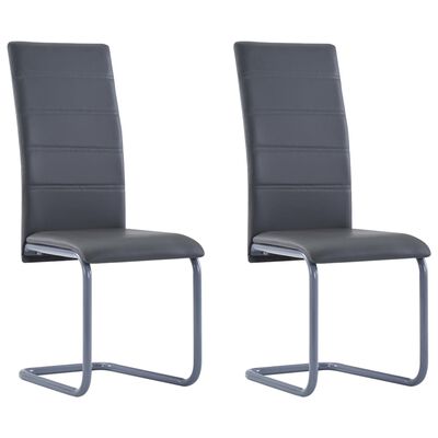 vidaXL spisebordsstole med cantilever 2 stk. kunstlæder grå