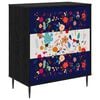 vidaXL Skuffeskab MAINZ Blomsterprint 66 x 36,5 x 76 cm Sort eg