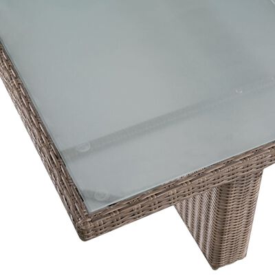 vidaXL udendørs spisebordssæt 9 dele med liggestole polyrattan brun