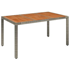 vidaXL havebord med tr&aelig;plade 150x90x75 cm polyrattan gr&aring;