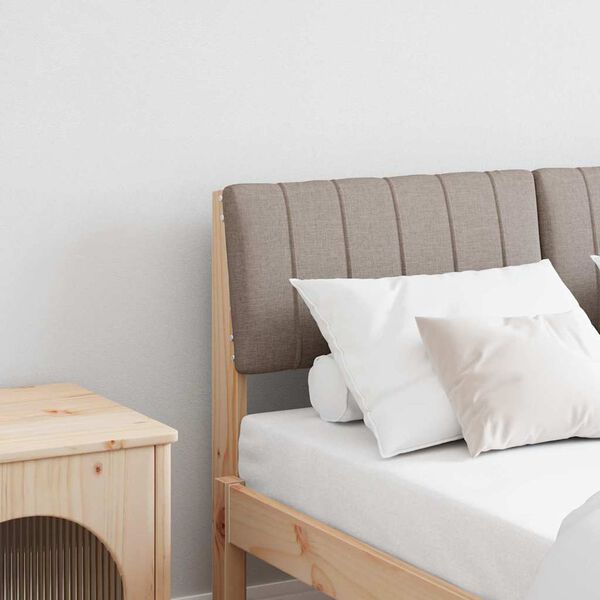 vidaXL Polstret sengegavl Gr&aring;brun 120 cm Massiv fyrretr&aelig;