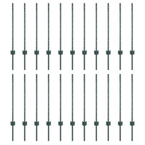 vidaXL Einbetonierter Zaunpfosten 22 stk. Gr&oslash;n 120 cm