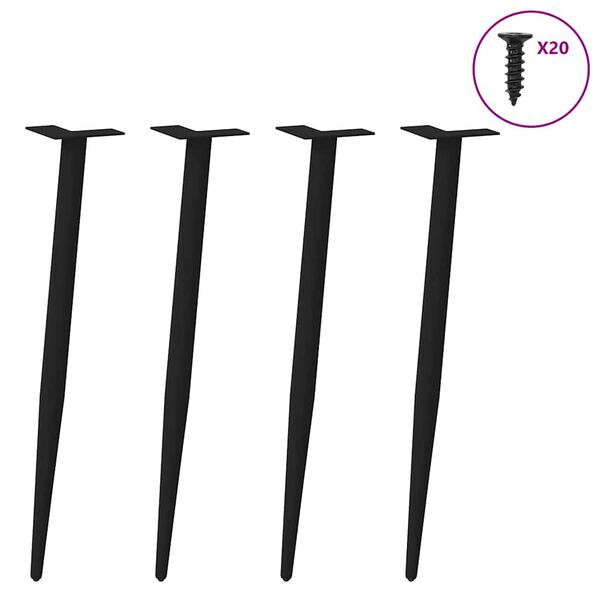 vidaXL konsolbordben konisk form 4 stk. sort 72-73 cm st&aring;l