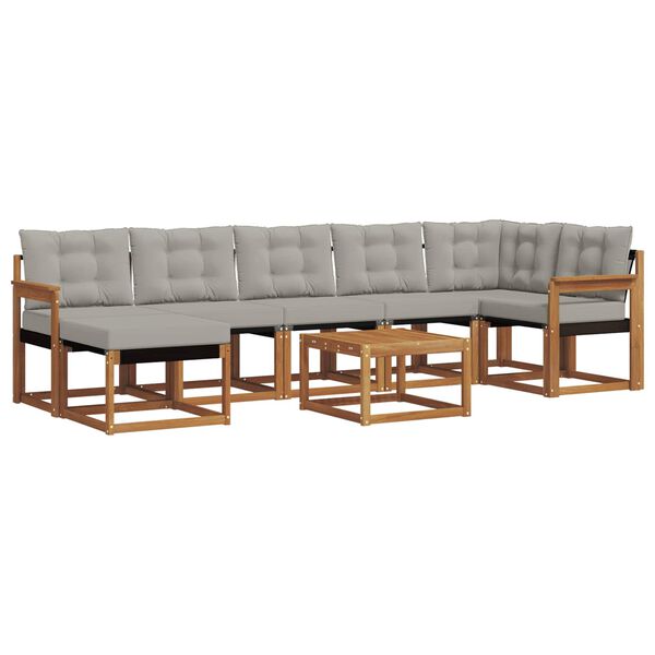 vidaXL Udend&oslash;rs sofagruppe med pude 8 pcs Naturlig og Lys Gr&aring;