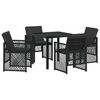 vidaXL Have Spisebordss&aelig;t 5 stk. Sort polyrattan