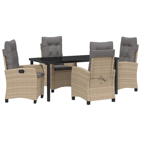 vidaXL Have Spisebordss&aelig;t med pude 5 pcs Beige polyrattan