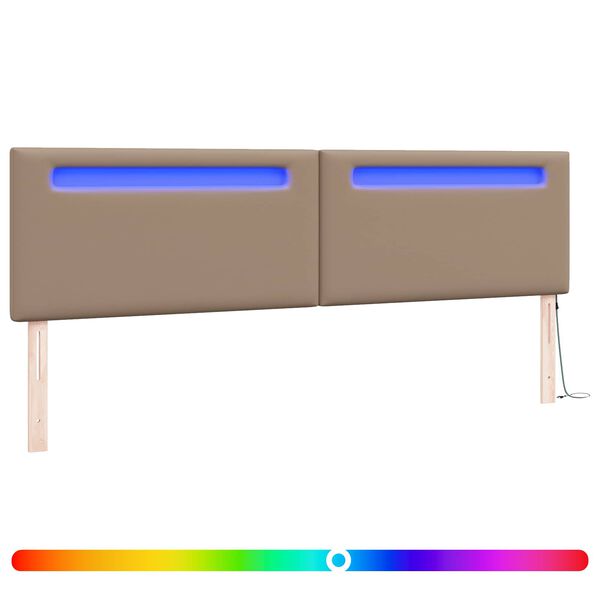 vidaXL LED sengegavl Cappuccino 200 cm Faux l&aelig;der