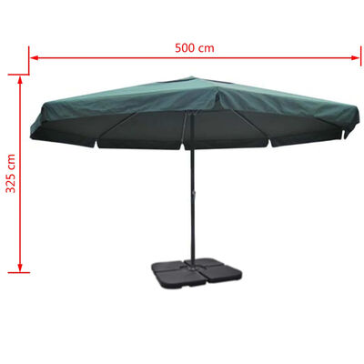 vidaXL parasol i aluminium med transportabel sokkel grøn