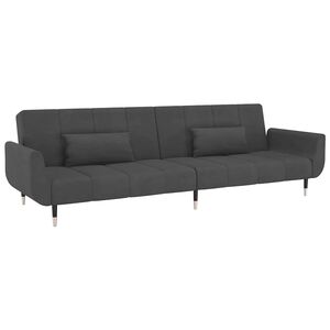 vidaXL 2-personers sovesofa med 2 puder fl&oslash;jl m&oslash;rkegr&aring;