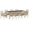 vidaXL Have Spisebordss&aelig;t 9 stk. Beige polyrattan