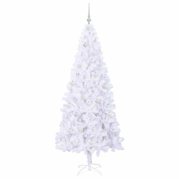 vidaXL Kunstigt juletræ med 300 LED'er Hvid 210 cm PVC og Stål